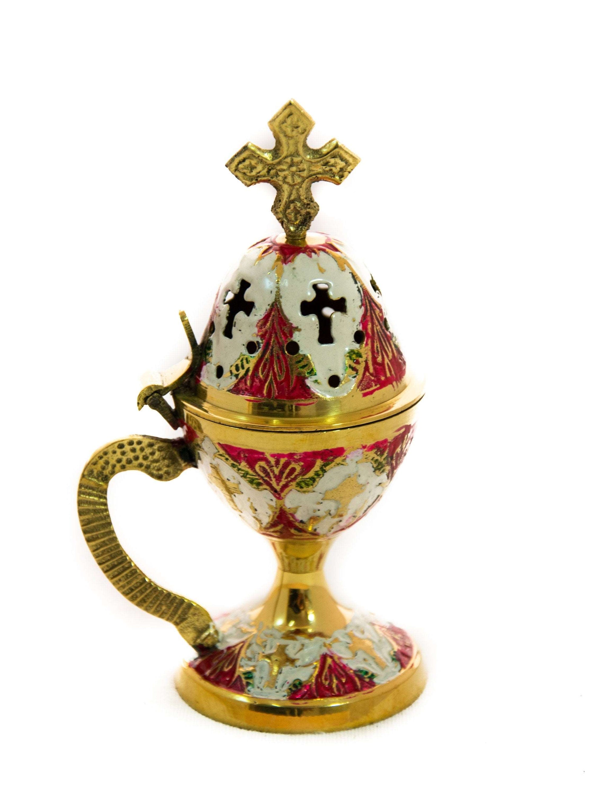 Christian Brass Resin Incense Burner, Greek Orthodox Thurible Incense holder, Metal Byzantine Home Censer Perfume burner, religious decor TheHolyArt