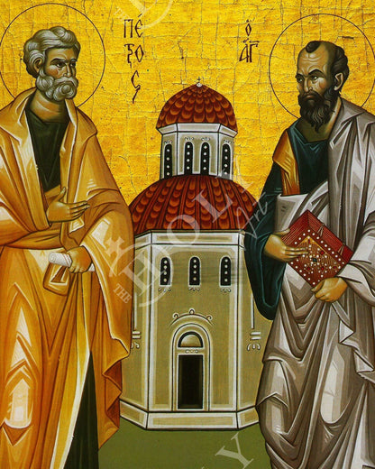 Apostle Peter and Paul icon, Handmade Greek Orthodox icon of St Peter and St Paul the Apostles, Byzantine art wall hanging, religious gift - TheHolyArt