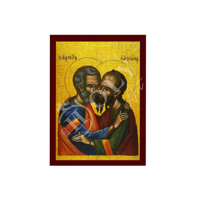 Apostle Peter and Paul icon, Handmade Greek Orthodox icon of St Peter and St Paul the Apostles, Byzantine art wall hanging, religious gift - TheHolyArt