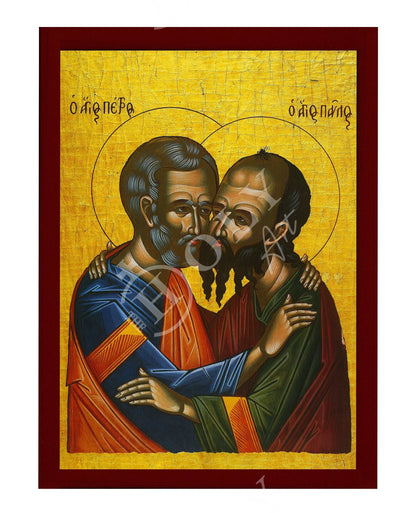 Apostle Peter and Paul icon, Handmade Greek Orthodox icon of St Peter and St Paul the Apostles, Byzantine art wall hanging, religious gift - TheHolyArt