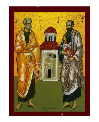 Apostle Peter and Paul icon, Handmade Greek Orthodox icon of St Peter and St Paul the Apostles, Byzantine art wall hanging, religious gift - TheHolyArt