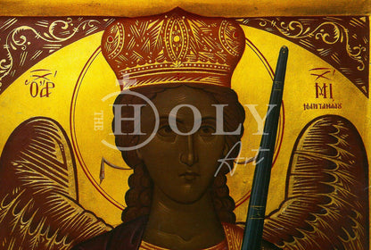 Archangel Michael icon, Handmade Greek Orthodox icon of St Michael, Byzantine art wall hanging on wood plaque religious icon, religious gift - TheHolyArt