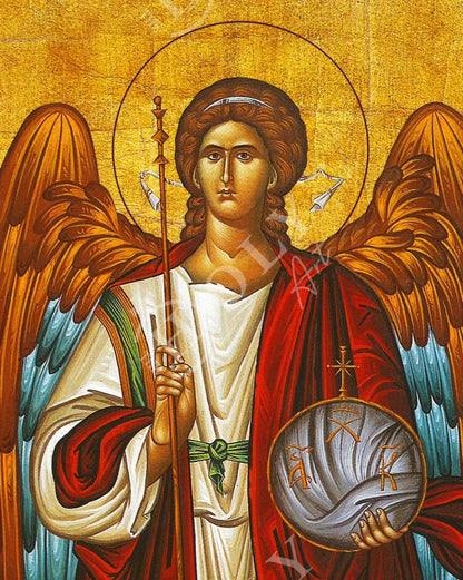 Archangel Michael icon, Handmade Greek Orthodox icon of St Michael, Byzantine art wall hanging on wood plaque religious icon, religious gift - TheHolyArt