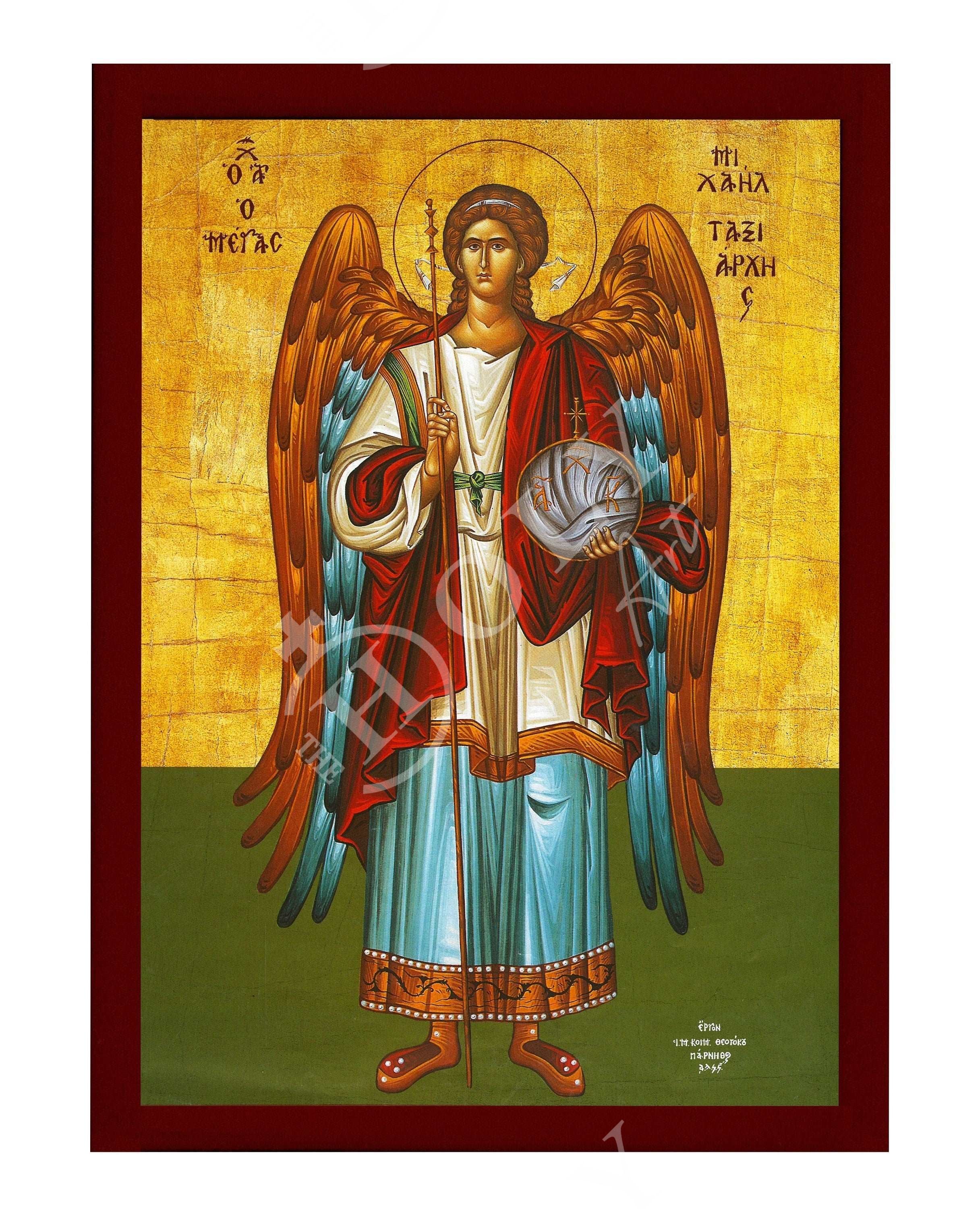 Vintage hotsell wooden picture icon Archangel Michael with sword hand painted 50s English