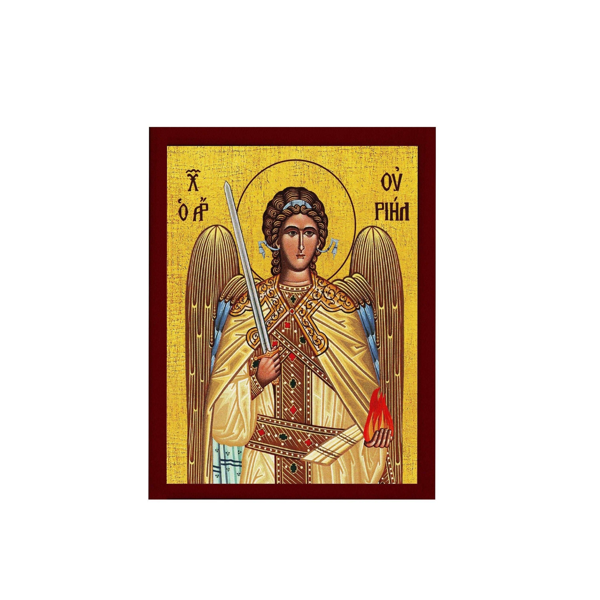 Archangel Uriel icon, Handmade Greek Orthodox icon of St Uriel, Byzantine art wall hanging on wood plaque religious icon, religious gift TheHolyArt