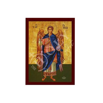 Archangel Gabriel icon, Handmade Greek Orthodox icon of St Gabriel, Byzantine art wall hanging on wood plaque, religious decor - TheHolyArt