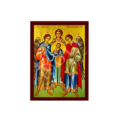 Archangel Michael Archangel Gabriel Archangel Raphael icon, Handmade Greek Orthodox Icon of the of the Archangels, wall hanging wood plaque - TheHolyArt