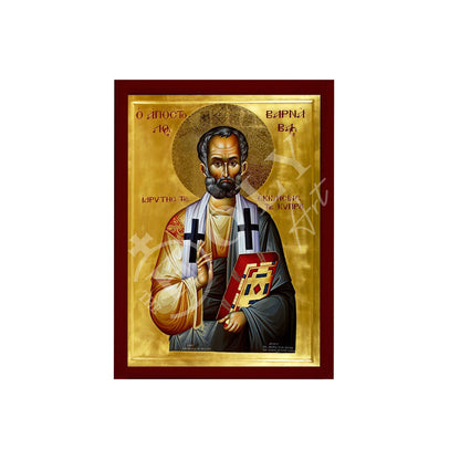 Apostle Barnabas icon, Handmade Greek Orthodox icon of St Barnabas, Byzantine art wall hanging wood plaque, religious gift - TheHolyArt