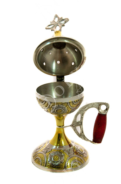 Christian Brass Resin Incense Burner, Greek Orthodox Thurible Incense holder, Metal Byzantine Home Censer Perfume burner, religious decor - TheHolyArt