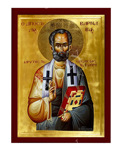 Apostle Barnabas icon, Handmade Greek Orthodox icon of St Barnabas, Byzantine art wall hanging wood plaque, religious gift - TheHolyArt