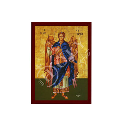Archangel Gabriel icon, Handmade Greek Orthodox icon of St Gabriel, Byzantine art wall hanging on wood plaque, religious decor - TheHolyArt