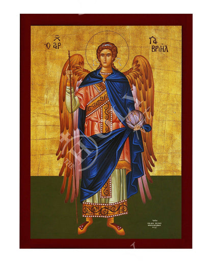 Archangel Gabriel icon, Handmade Greek Orthodox icon of St Gabriel, Byzantine art wall hanging on wood plaque, religious decor - TheHolyArt