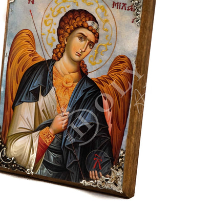 Archangel Michael icon, Handmade Greek Orthodox icon of St Michael, Byzantine art wall hanging on wood plaque religious icon, religious gift - TheHolyArt