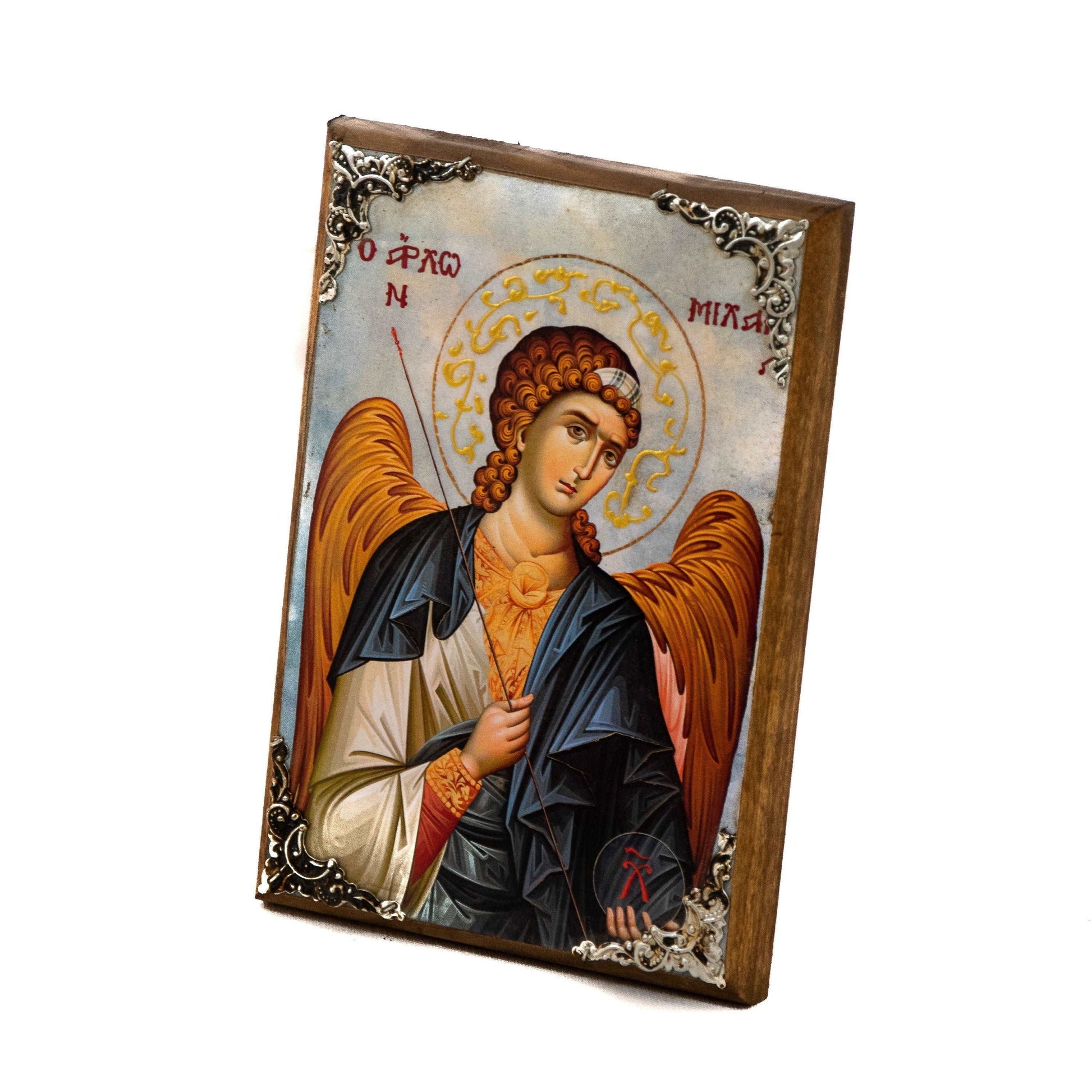 Archangel Michael icon, Handmade Greek Orthodox icon of St Michael, Byzantine art wall hanging on wood plaque religious icon, religious gift TheHolyArt