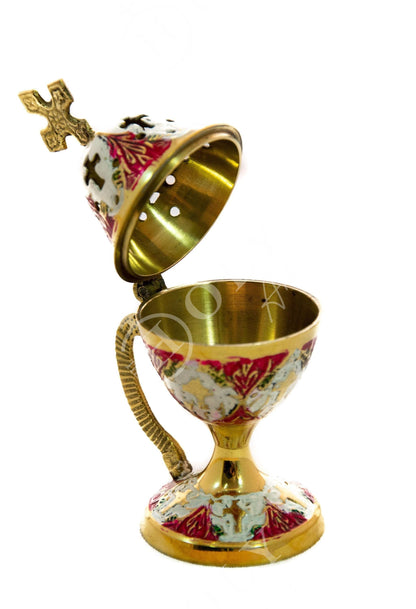 Christian Brass Resin Incense Burner, Greek Orthodox Thurible Incense holder, Metal Byzantine Home Censer Perfume burner, religious decor - TheHolyArt