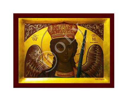 Archangel Michael icon, Handmade Greek Orthodox icon of St Michael, Byzantine art wall hanging on wood plaque religious icon, religious gift - TheHolyArt