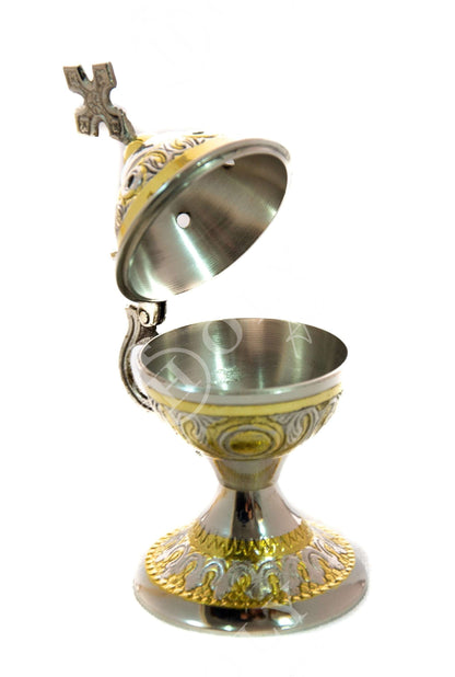 Christian Brass Resin Incense Burner, Greek Orthodox Thurible Incense holder, Metal Byzantine Home Censer Perfume burner, religious decor - TheHolyArt