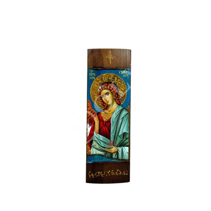 Archangel Gabriel icon, Handmade Greek Orthodox icon of St Gabriel, Byzantine art wall hanging on wood plaque icon, religious decor - TheHolyArt