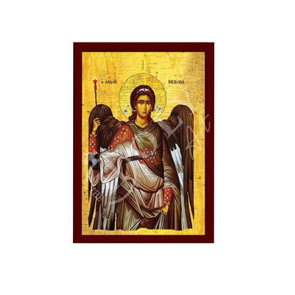 Archangel Michael icon, Handmade Greek Orthodox icon of St Michael, Byzantine art wall hanging on wood plaque religious icon, religious gift decor - TheHolyArt