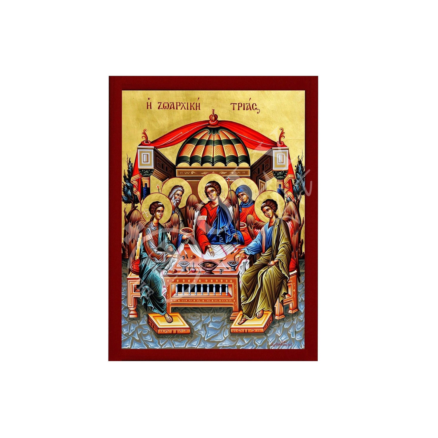 Abraham's Hospitality icon, Handmade Greek Orthodox Icon of the Holy T-TheHolyArt