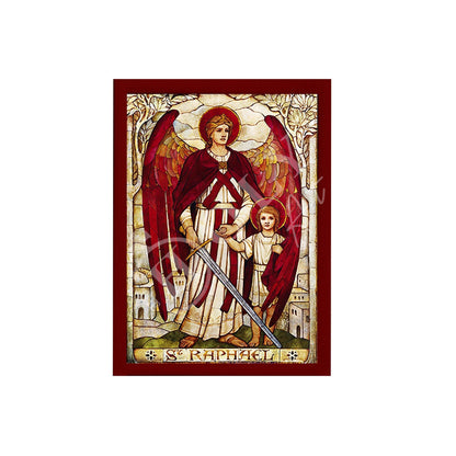 Archangel Raphael icon, Handmade Greek Orthodox icon of St Raphael, Byzantine art wall hanging on wood plaque religious icon, religious gift - TheHolyArt