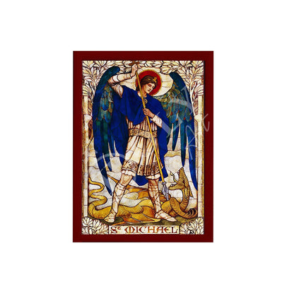 Archangel Michael icon, Handmade Greek Orthodox icon of St Michael, Byzantine art wall hanging on wood plaque religious icon, religious gift - TheHolyArt