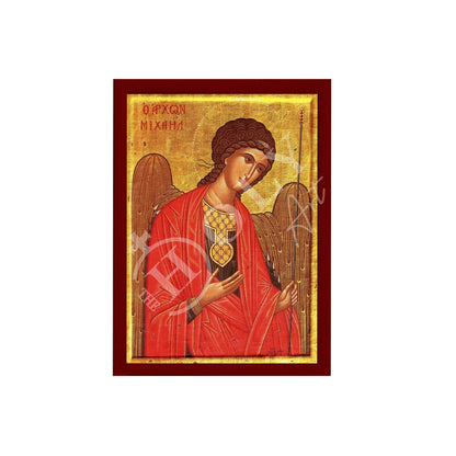 Archangel Michael icon, Handmade Greek Orthodox icon of St Michael, Byzantine art wall hanging on wood plaque religious icon, religious gift (2) - TheHolyArt