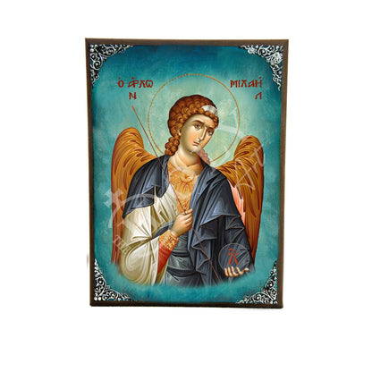 Archangel Michael icon, Handmade Greek Orthodox icon of St Michael, Byzantine wood plaque - TheHolyArt