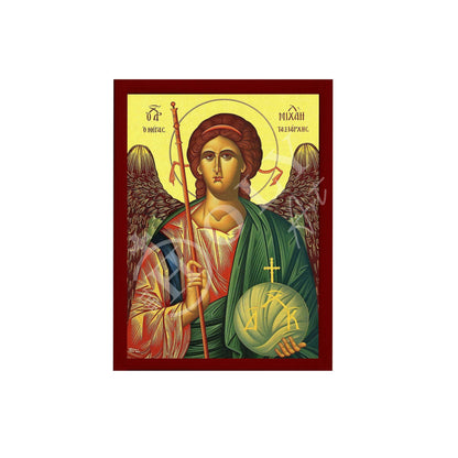 Archangel Michael icon, Handmade Greek Orthodox icon of St Michael, Byzantine art wall hanging on wood plaque religious icon, religious gift - TheHolyArt