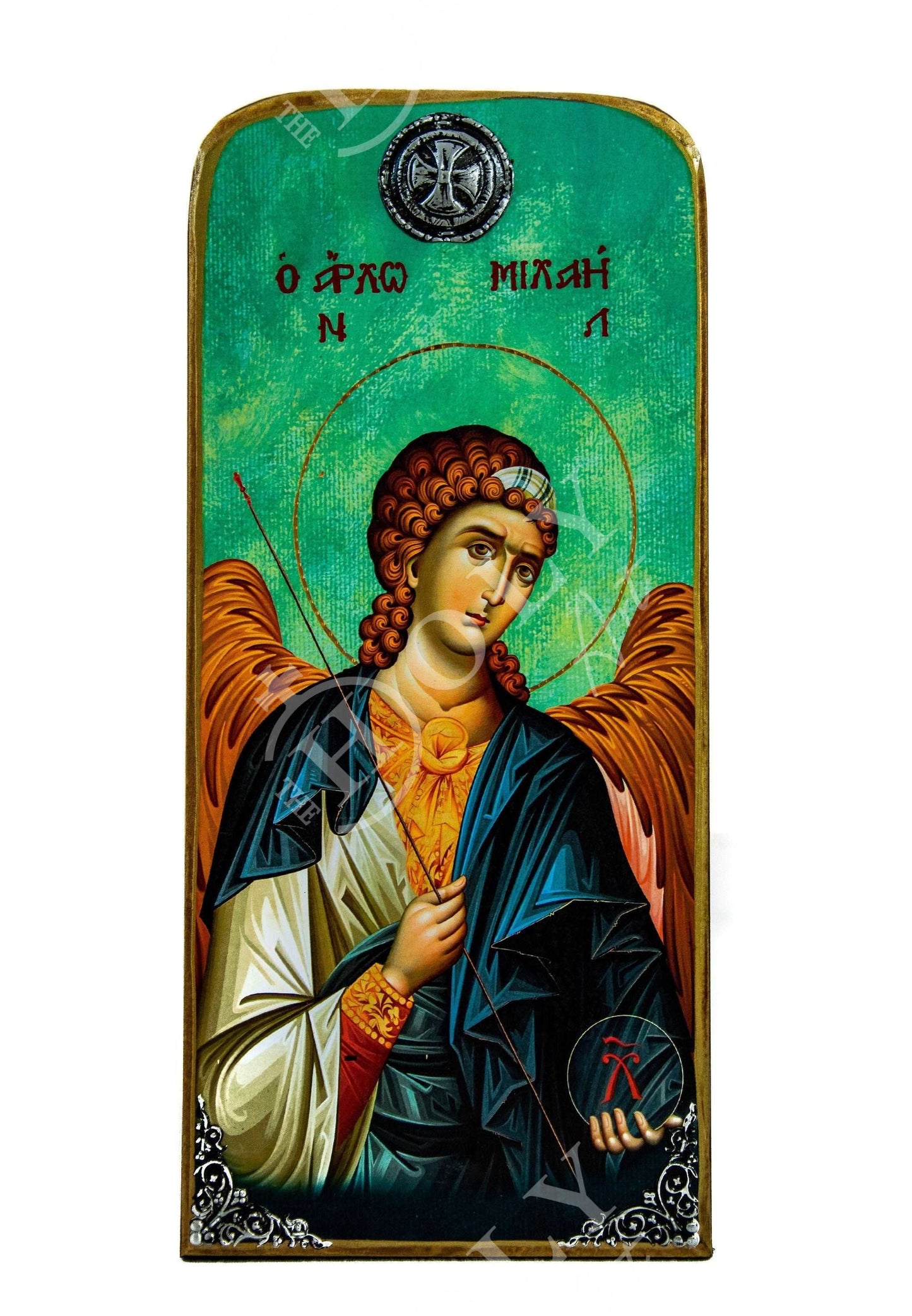 Archangel Michael icon, Handmade Greek Orthodox icon of St Michael, Byzantine art wall hanging on wood plaque, religious decor TheHolyArt