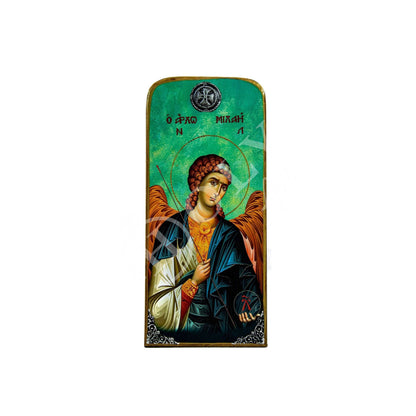 Archangel Michael icon, Handmade Greek Orthodox icon of St Michael, Byzantine art wall hanging on wood plaque, religious decor - TheHolyArt
