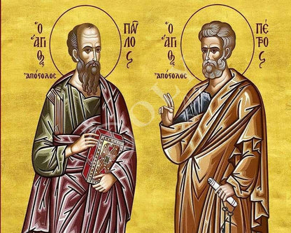 Apostle Peter and Paul icon, Handmade Greek Orthodox icon of St Peter and St Paul the Apostles, Byzantine art wall hanging, religious gift - TheHolyArt