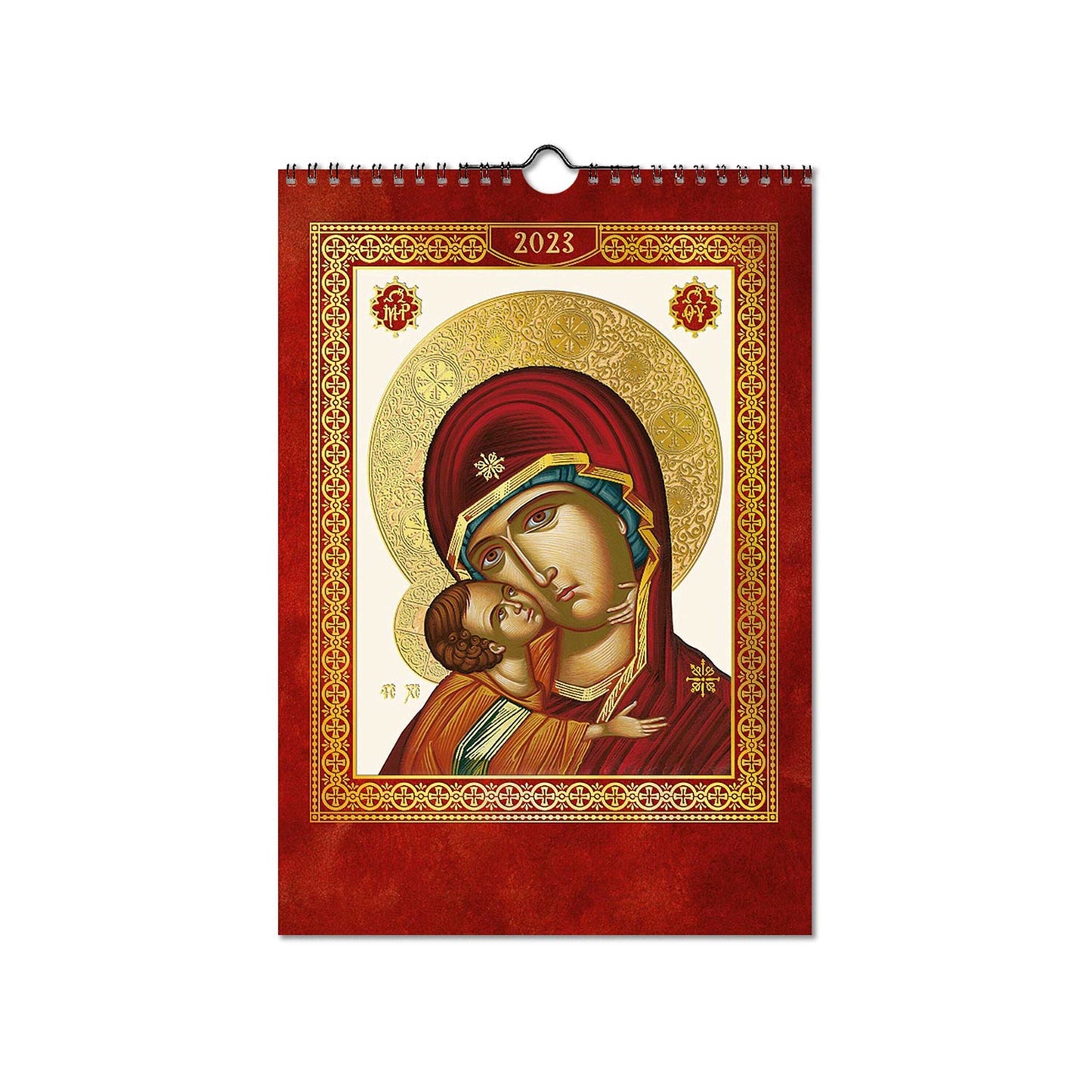 2023 15-day Wall Calendar Virgin Mary, Panagia Orthodox Greek Calendar w/ Embossed Gold print icon, Theotokos religious gift wall decor TheHolyArt