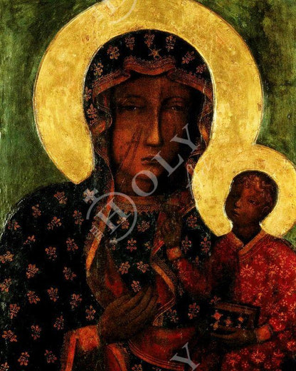 Black Madonna icon Panagia, Virgin Mary icon Christian Orthodox Icon, Mother of God Catholic art Theotokos handmade wall hanging wood plaque - TheHolyArt