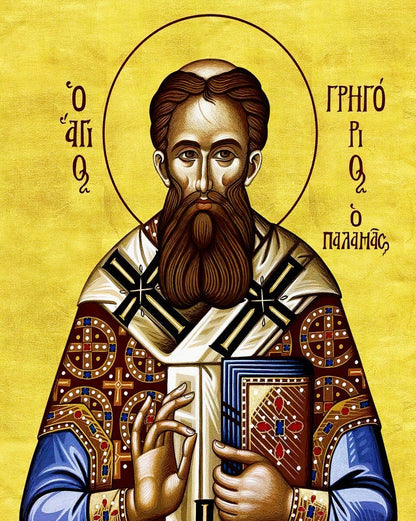 Saint Gregory Palamas icon, Handmade Greek Orthodox icon of St Gregory Palamas, Byzantine art wall hanging plaque, religious gift decor - TheHolyArt
