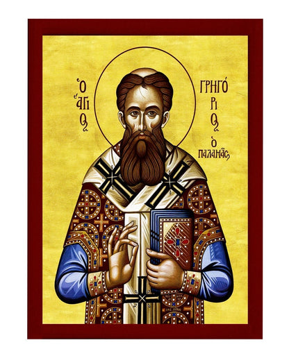 Saint Gregory Palamas icon, Handmade Greek Orthodox icon of St Gregory Palamas, Byzantine art wall hanging plaque, religious gift decor - TheHolyArt