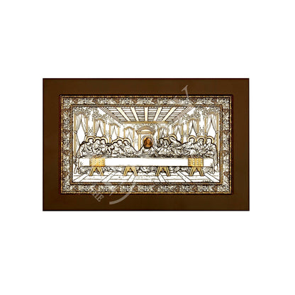 The Last Supper icon, Handmade Silver 999 Greek Orthodox icon, Byzantine art wall hanging on wood plaque icon, religious icon home decor - TheHolyArt