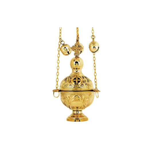 Christian Hanging Brass Resin Incense Burner, Greek Orthodox Thurible Incense holder, Metal Byzantine Censer Perfume burner, religious gift