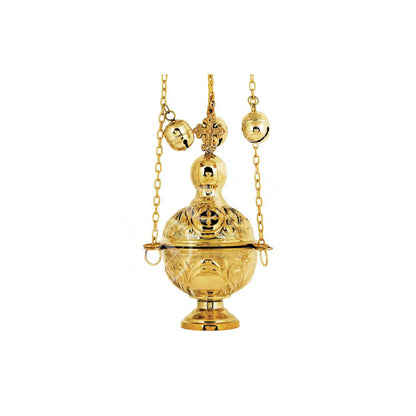 Christian Hanging Brass Resin Incense Burner, Greek Orthodox Thurible Incense holder, Metal Byzantine Censer Perfume burner, religious gift - TheHolyArt