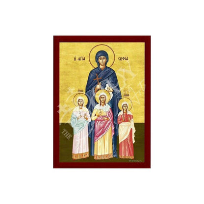 Saint Sophia icon, Orthodox icon St Sofia the Martyr, Greek Handmade Byzantine art wall hanging of Hagia Sophia wood plaque, religious decor - TheHolyArt