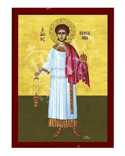 Saint Benjamin icon, Handmade Greek Orthodox icon of St Benjamin the Deacon, Byzantine Catholic art wall hanging plaque, religious gift - TheHolyArt