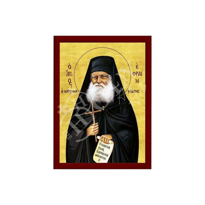Saint Ephraim icon, Handmade Greek Orthodox icon of St Ephraim Katounakiotis, Byzantine Catholic art wall hanging plaque, religious gift - TheHolyArt