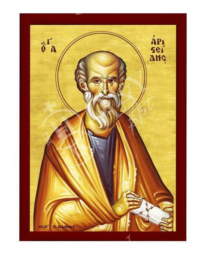 Saint Aristides icon, Handmade Greek Orthodox icon of St Aristides of Athens, Byzantine Catholic art wall hanging plaque, religious gift - TheHolyArt