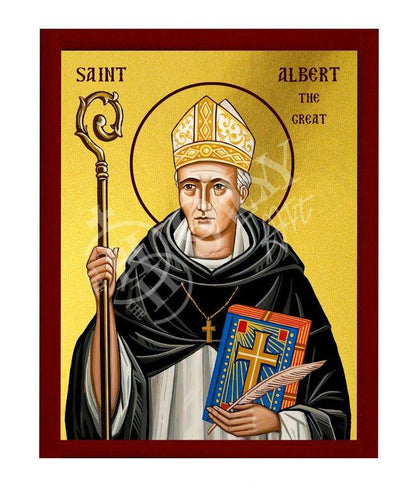Saint Albert the Great icon, Handmade Greek Catholic icon St Albert Religious Byzantine art wall hanging on wood plaque icon, religious gift - TheHolyArt