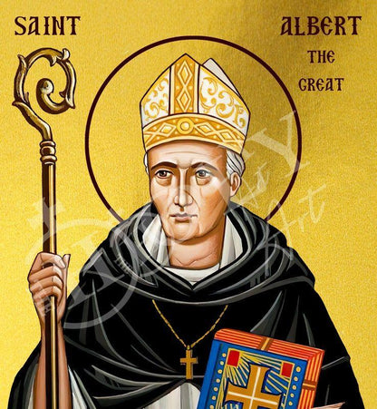 Saint Albert the Great icon, Handmade Greek Catholic icon St Albert Religious Byzantine art wall hanging on wood plaque icon, religious gift - TheHolyArt