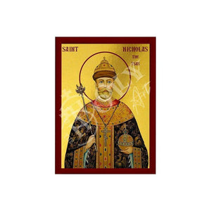 Saint Nicholas II icon, Handmade Greek Orthodox icon of St Nicholas the Tsar icon Byzantine Catholic art wall hanging plaque, religious gift - TheHolyArt