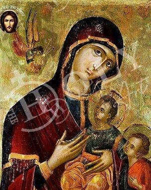 Virgin Mary icon Panagia & St John Forerunner, Handmade Greek Orthodox Icon Mother of God Byzantine art Theotokos wall hanging wood plaque - TheHolyArt