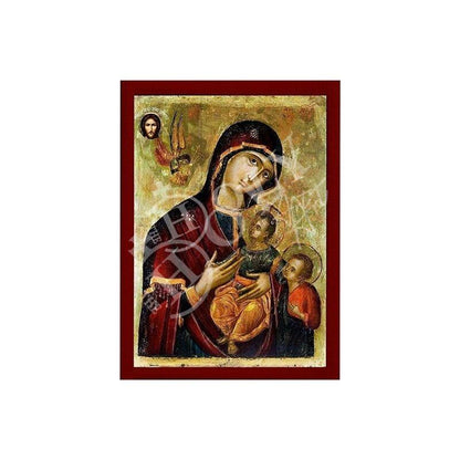 Virgin Mary icon Panagia & St John Forerunner, Handmade Greek Orthodox Icon Mother of God Byzantine art Theotokos wall hanging wood plaque - TheHolyArt