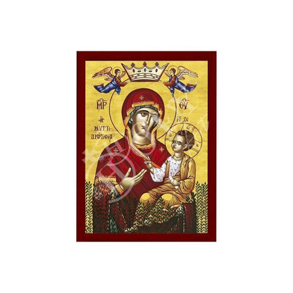 Virgin Mary icon Panagia Myrtidiotissa, Handmade Greek Orthodox Icon, Mother of God Byzantine art, Theotokos wall hanging wood plaque - TheHolyArt