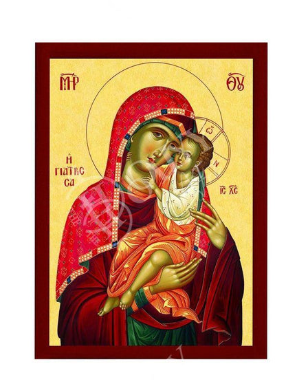 Virgin Mary icon Panagia Giatrissa, Greek Christian Orthodox Icon, Mother of God Byzantine art Theotokos handmade wall hanging wood plaque - TheHolyArt